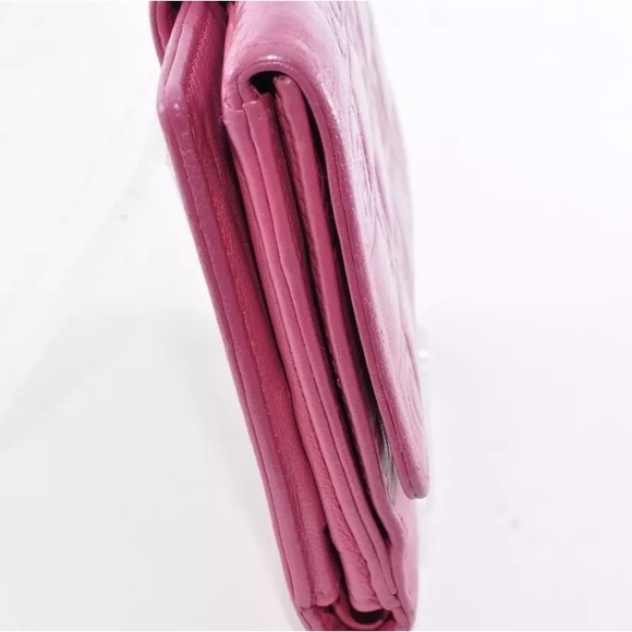 EUC Chanel Coco Mark 2005 Icon Bi-Fold Wallet Leather Pink w/Sticker,Card+Box - Picture 14 of 17